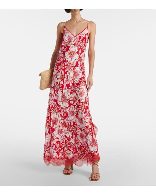 Poupette Red Lucia Printed Midi Dress