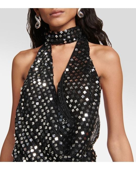 AYA MUSE Black Bellico Sequined Halterneck Maxi Dress