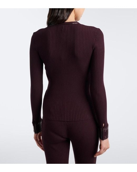 Courreges Blue Ribbed-Knit Cardigan