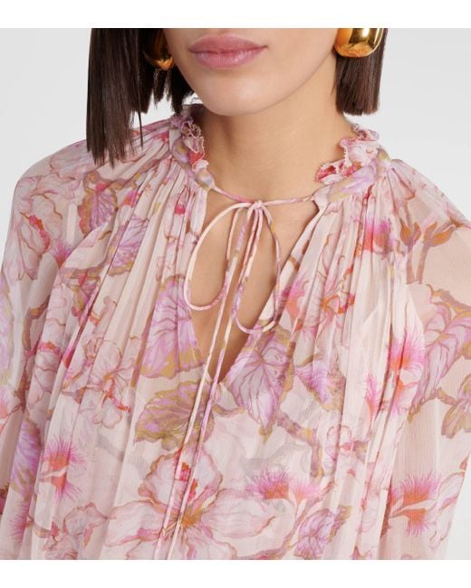 Zimmermann Pink Matchmaker Billow Floral Blouse