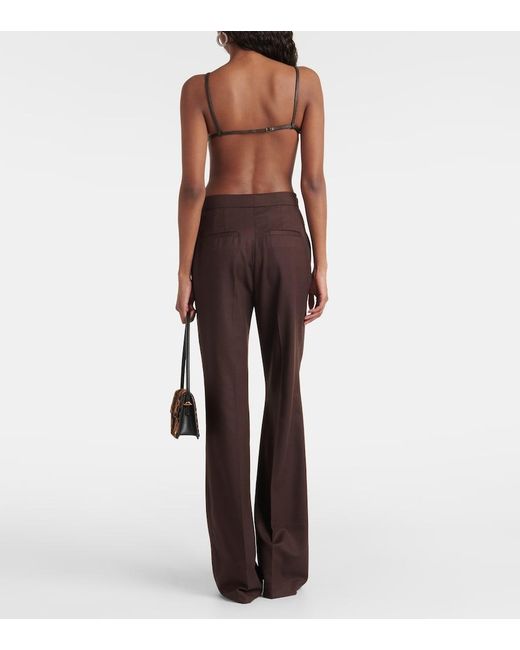 Christopher Esber Black Framed Leather-Trimmed Crop Top
