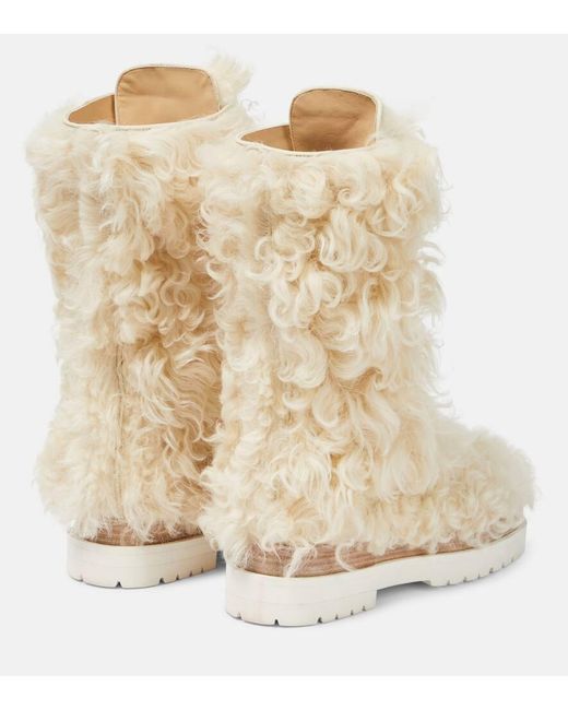 Magda Butrym Shearling Lace-up Boots in Natural | Lyst