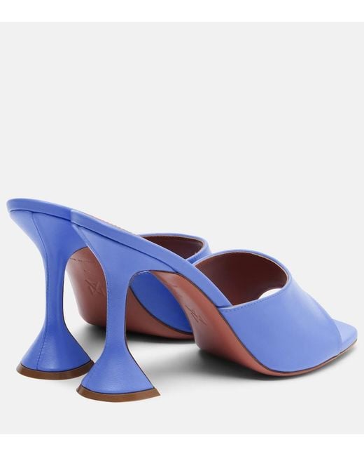 AMINA MUADDI Blue Lupita 95 Leather Mules