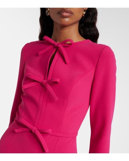 Carolina Herrera Pink Bow-Detail Crepe Midi Dress
