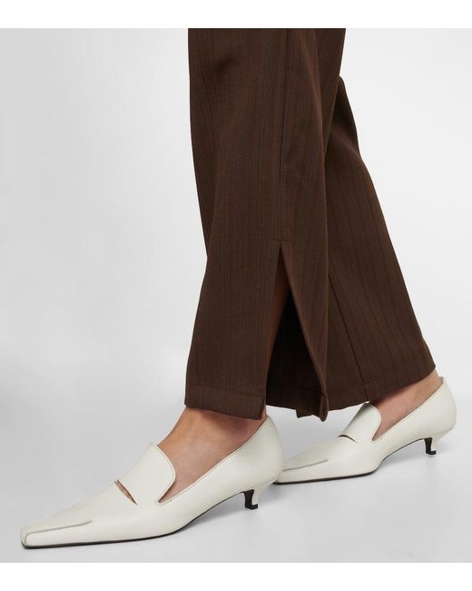 JACQUES WEI Brown High-Rise Split-Hem Straight Pants