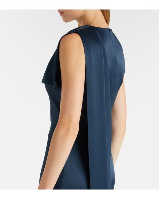 Erdem Blue Embellished Scarf-Detail Satin Cady Gown