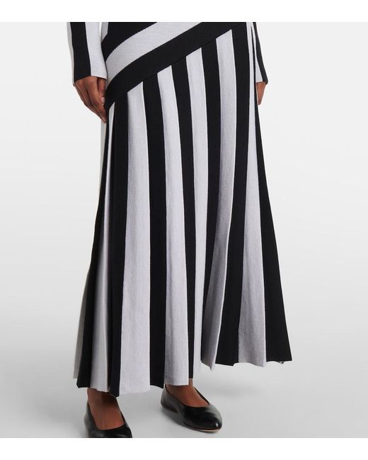 Gabriela Hearst Black Seema Striped Wool Maxi Dress