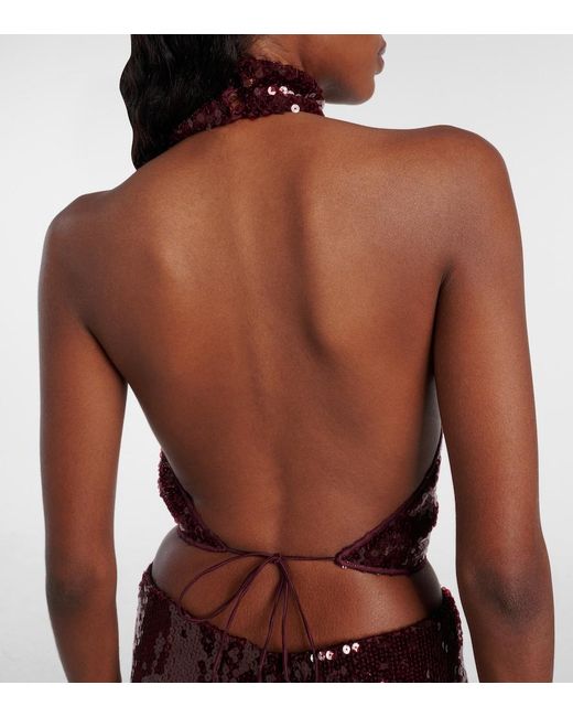 Oseree Red Sequined Top