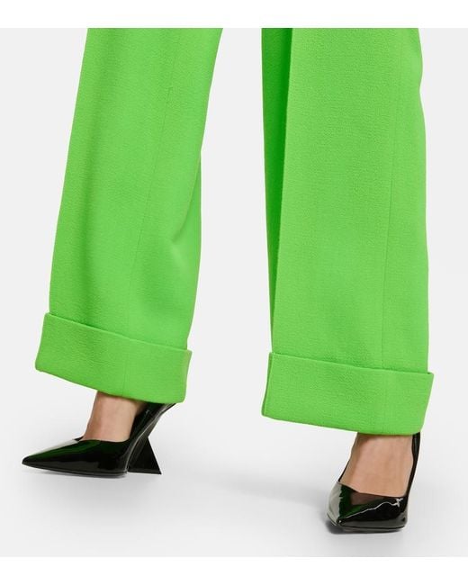 Christopher Kane Green Wool Wide-Leg Pants