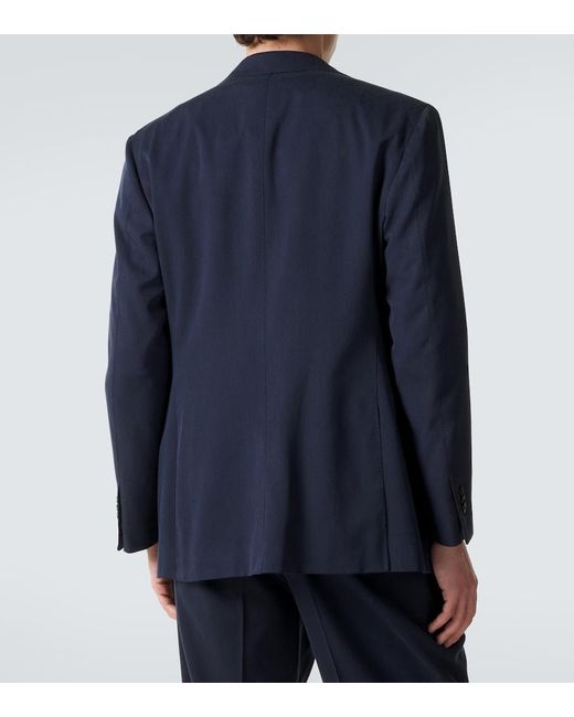 Saman Amel Blue Silk Suit Jacket for men