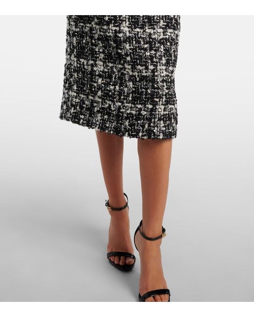 Dolce & Gabbana Gray Checked Midi Skirt