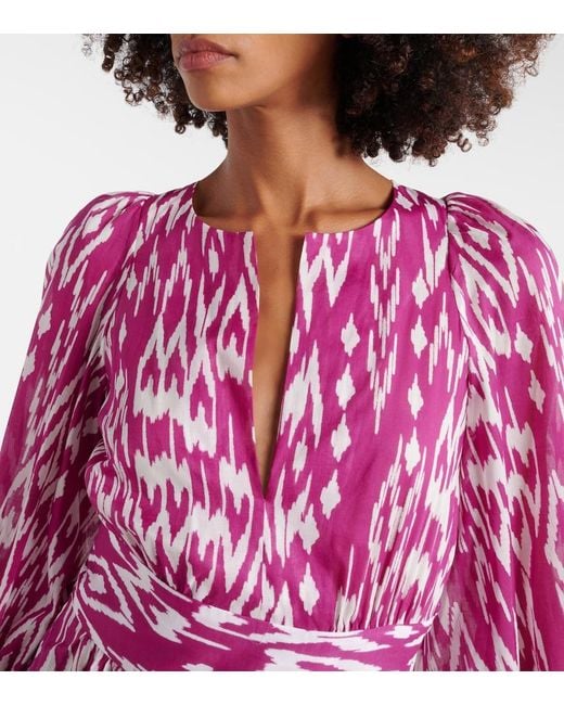 Eres Pink Tornado Balloon-Sleeve Maxi Dress
