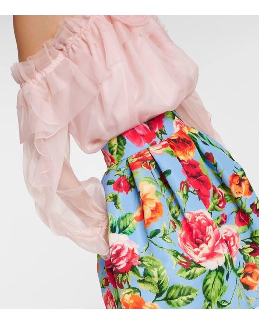 Falda Midi Floral Carolina Herrera de color White