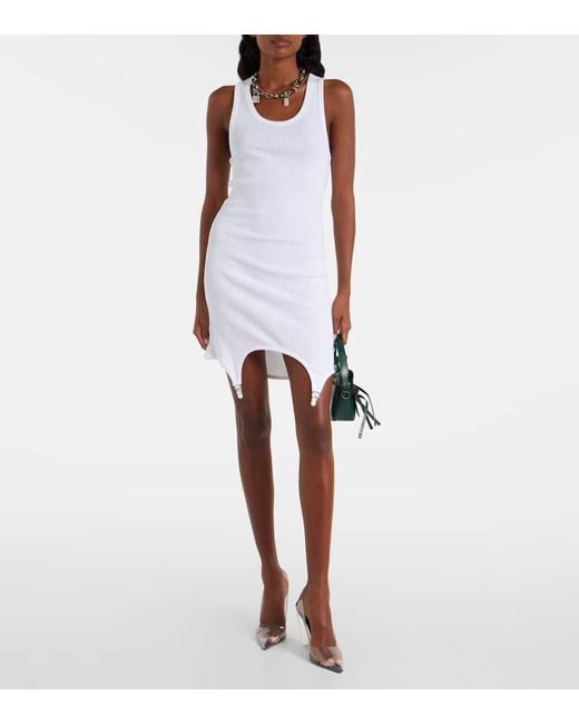 Jean Paul Gaultier White Minikleid Aus Baumwoll-Jersey