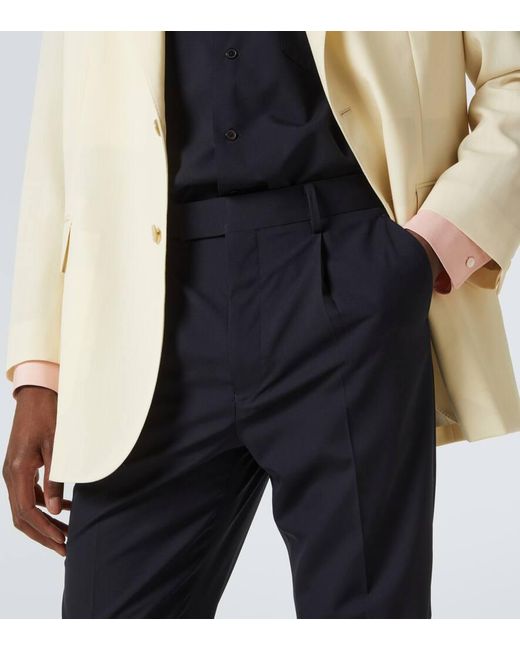 Auralee Blue Wool Straight Pants for men