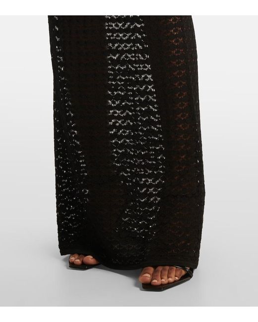Saint Laurent Black Pointelle Maxi Dress
