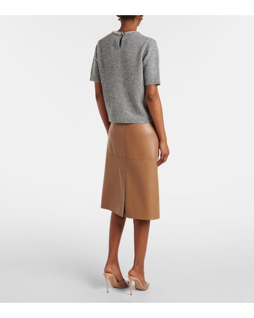 Velvet Gray Layton Embellished Alpaca And Wool-Blend Top