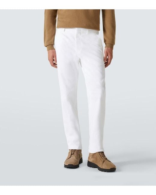 Zegna White Comfort Mid-Rise Cotton Chinos for men