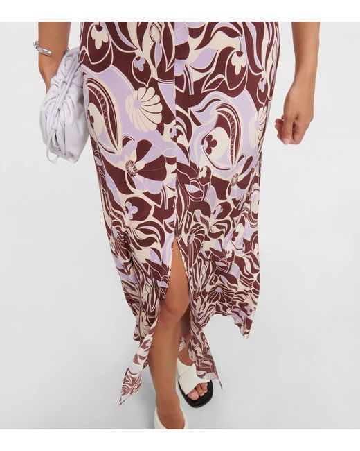 Rixo Multicolor Kendra Printed Halterneck Silk Dress