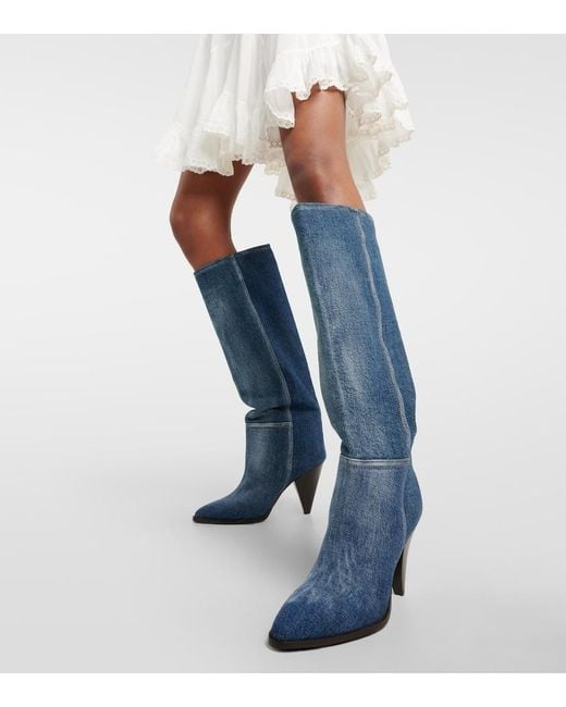 Isabel Marant Blue Pre-Loved Ririo 80Mm Denim Boots