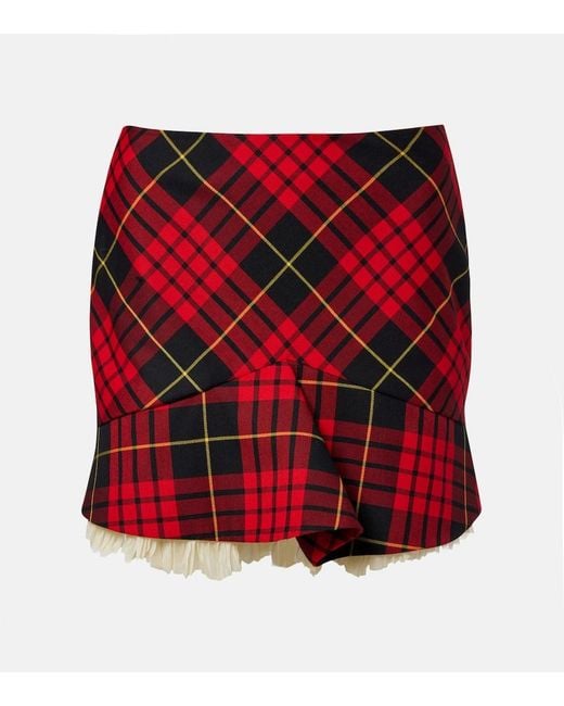 McQueen Red Macqueen Tartan Ruffled Miniskirt