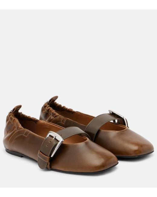 Ganni Butterfly Mary Jane Flats in Brown | Lyst
