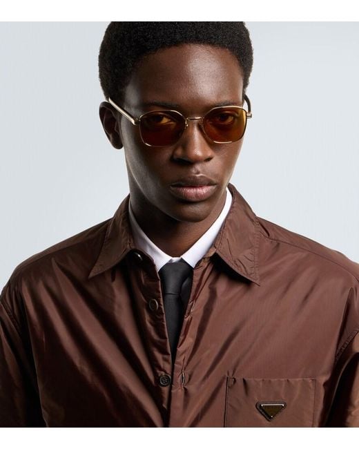 Prada Eckige Sonnenbrille in Metallic für Herren