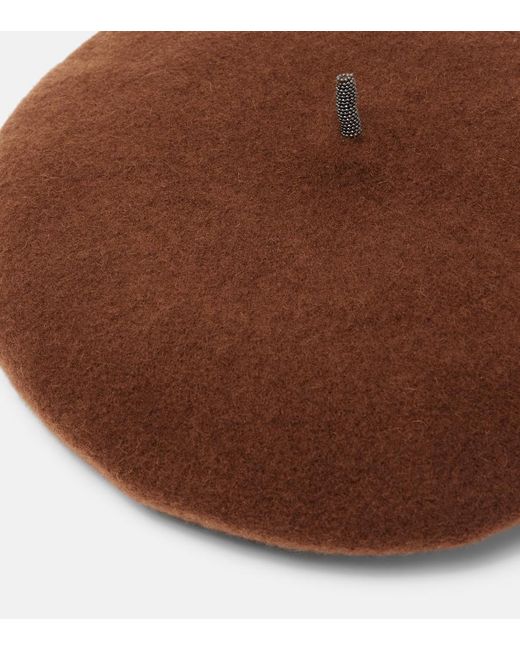 Brunello Cucinelli Brown Monili Wool Beret