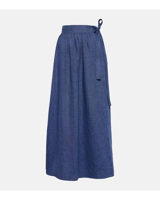 Falda midi de lino Loro Piana de color Blue