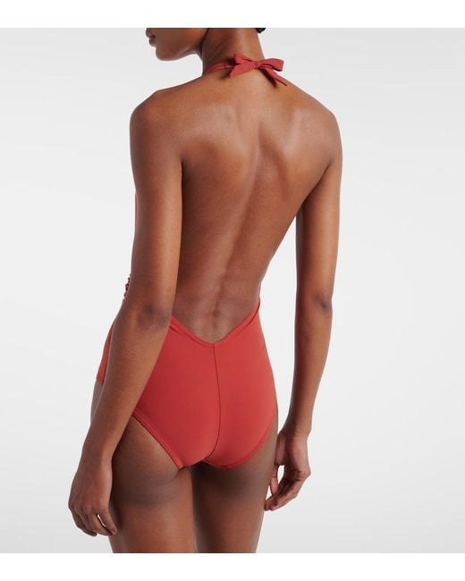 Karla Colletto Red Circle Swimsuit