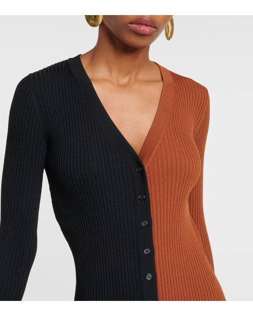 Staud Brown Shoko Colorblocked Sweater Dress