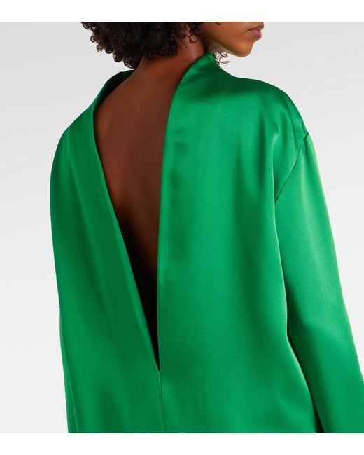 Tom Ford Green Oversized-Robe Aus Glänzendem Crêpe Mit Rückenausschnitt