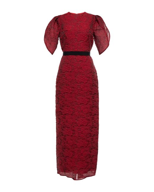 Erdem Red Asteria Organza Cloque Maxi Dress