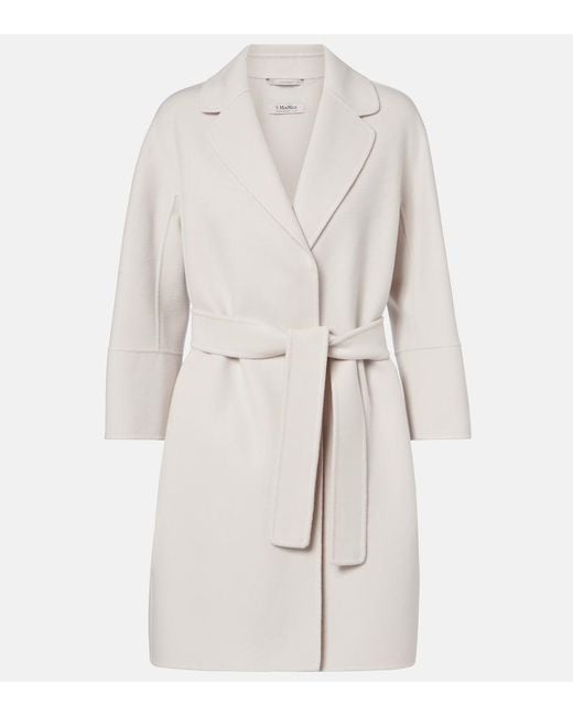 Max Mara Natural Arona Virgin Wool Wrap Coat