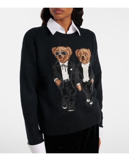 Polo Ralph Lauren Black Wool-Blend Ralph And Ricky Bear Sweater