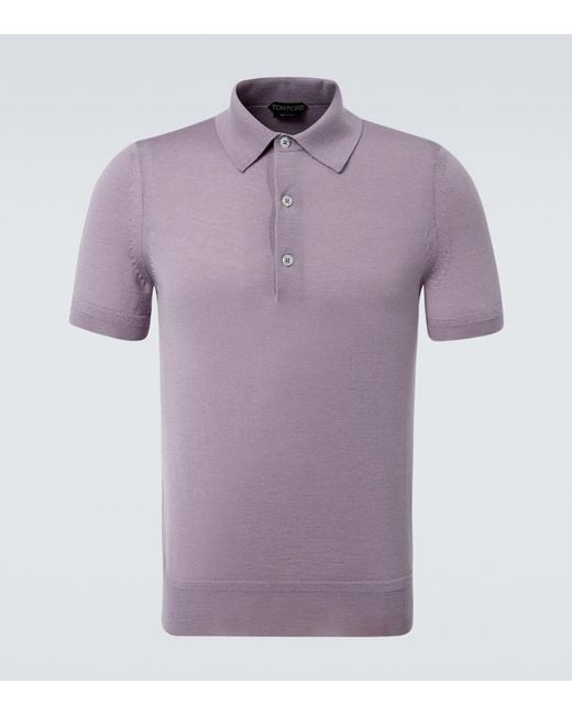 Tom Ford Purple Cashmere And Silk Polo Sweater for men