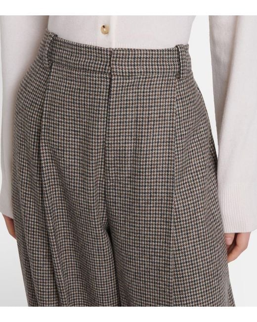 Vince Gray Houndstooth Wide-Leg Pants