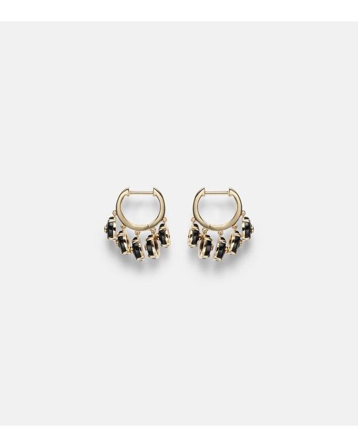 Sydney Evan White 14Kt Hoop Earrings With Onyx And Diamonds