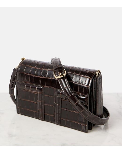 Totême  Black Tote T-Flap Mini Aus Leder