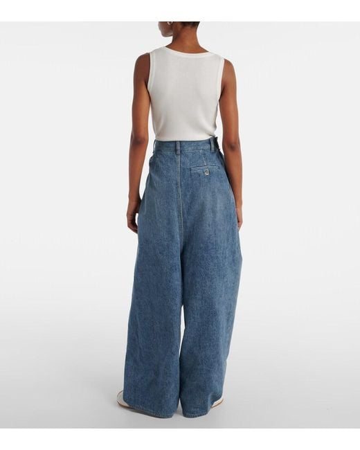 Loewe Blue Draped Wide-Leg Jeans