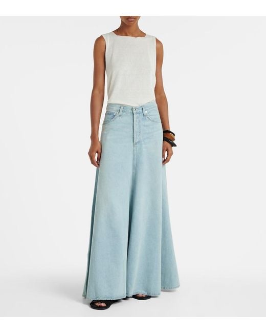 Agolde Blue Odin Mid-Rise Denim Maxi Skirt