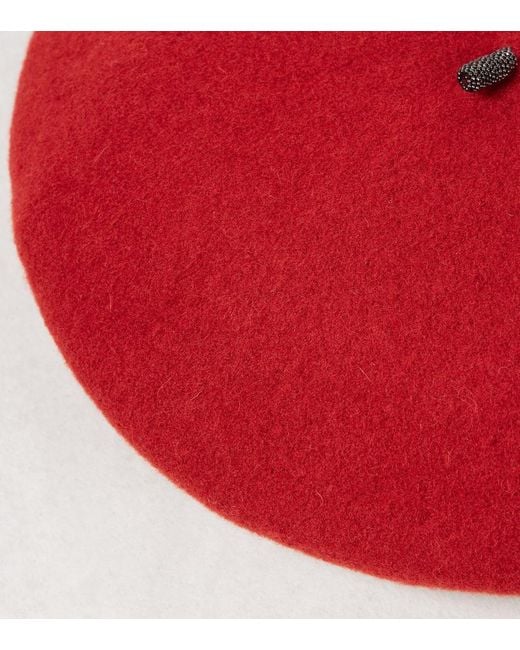 Brunello Cucinelli Red Wool Beret