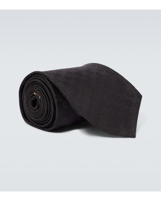 Gucci Black GG Silk Twill Tie for men