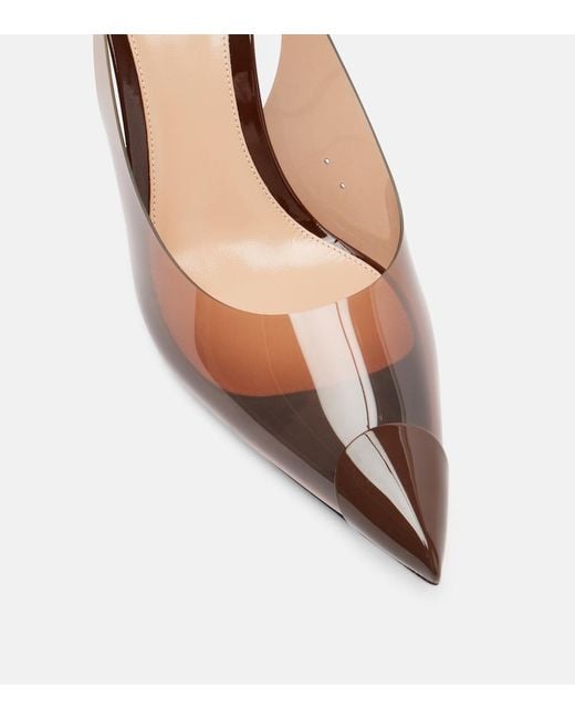 Gianvito Rossi Brown Diana 85 Leather-Trimmed Slingback Pumps
