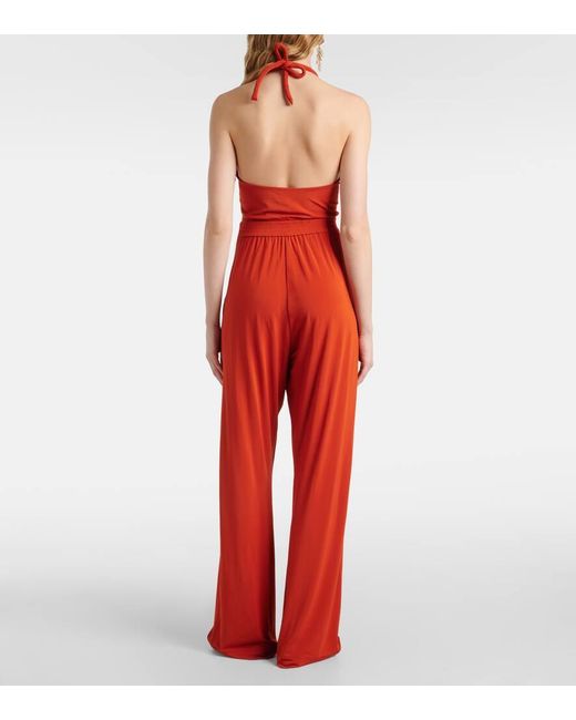 Max Mara Red Parsec Halterneck Jumpsuit