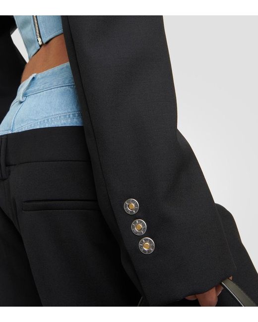 Dion Lee Black Wool And Denim Bustier Blazer