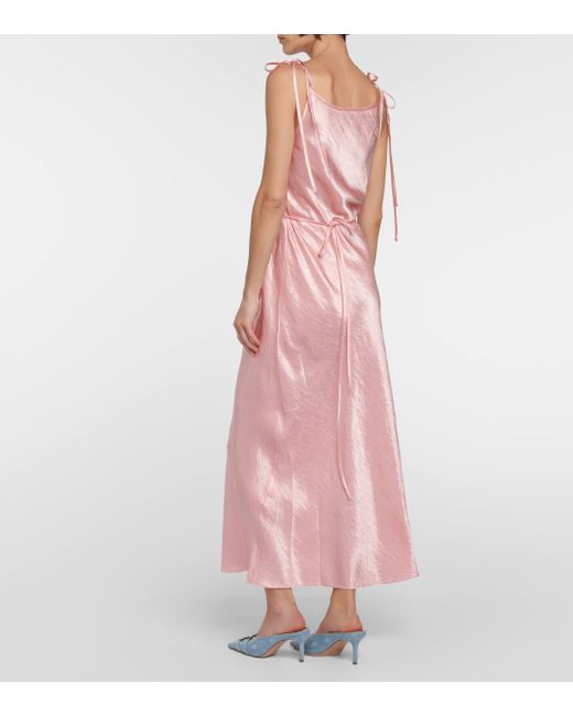 Acne Pink Wrap Satin Midi Dress