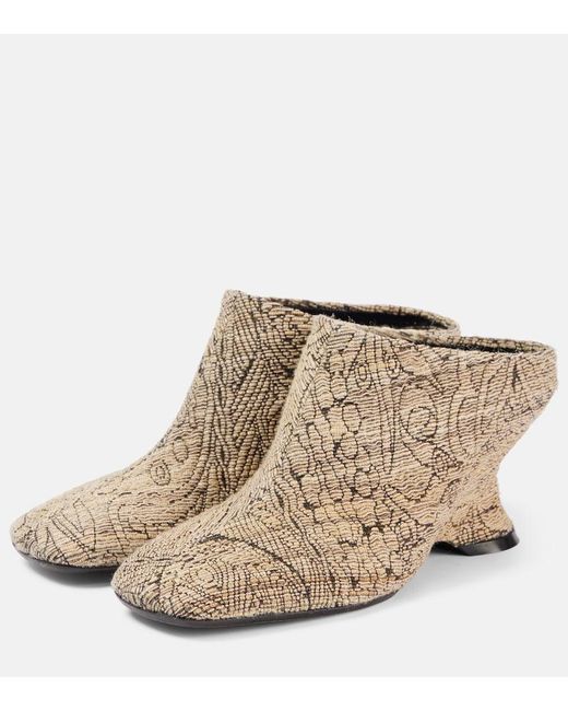 Dries Van Noten Natural Jacquard Wedge Mules