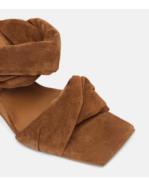 Rick Owens Brown Twisted Cantilever 80 Suede Mules