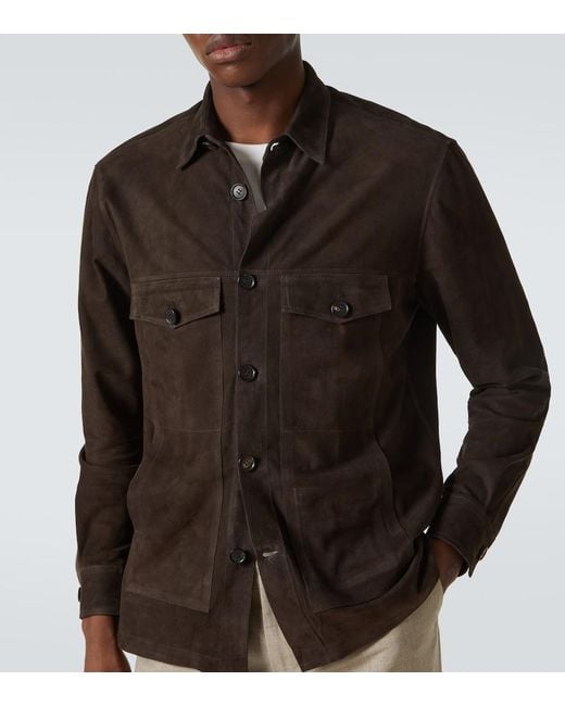 Thom Sweeney Brown Suede Field Jacket for men
